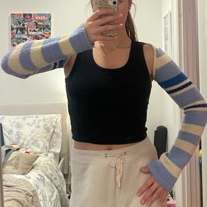Princess Polly blue and white striped bolero sweater shrug